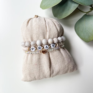 Custom Neutral Bracelet, Christian Bracelet, Faith Jewelry, Pray Bracelet, Little Word Bracelet, Personalized Bracelet, Mothers Day Gift