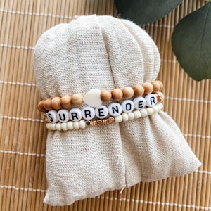 Custom Neutral Bracelet, Christian Bracelet, Faith Jewelry, Surrender Bracelet, Little Word Bracelet, Personalize Bracelet, Mothers Day Gift