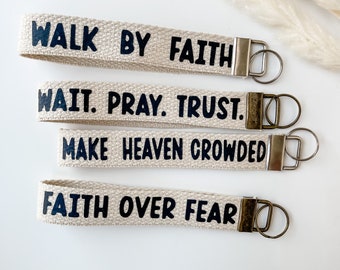 Faith Wristlet Keychain: Christian Gift, Personalized Key Fob