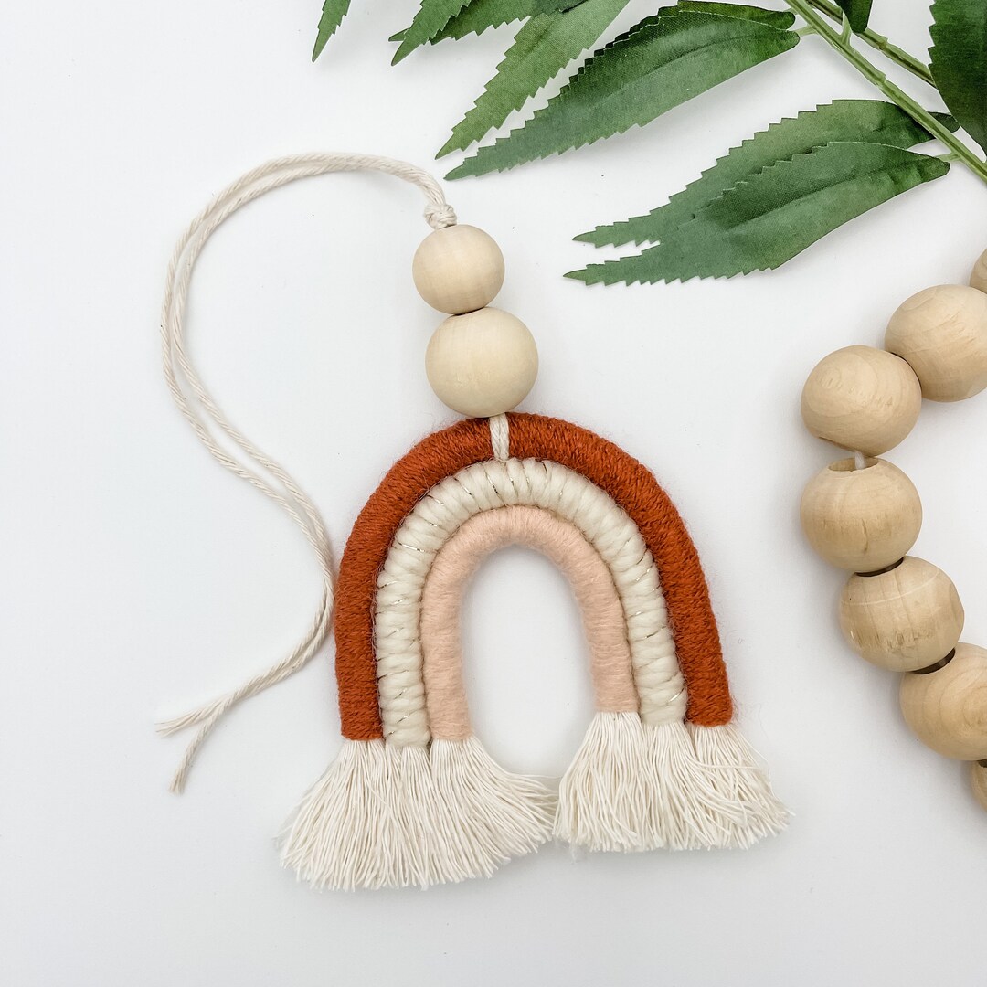 CUSTOM Rainbow Car Charm, Macrame Rainbow, Nursery Decor, Car Charm, Shower Favors, Baby Shower