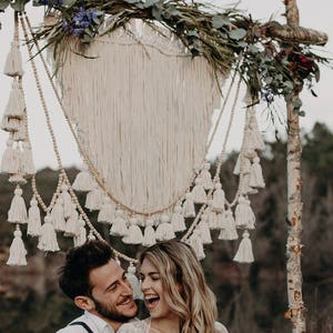 Boho Wedding Backdrop: Large Tassels, Woven Cotton Wall Hanging