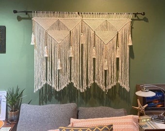 large wall hanging macrame headboard, boho home decor tapestry, Express Shipping, READY to GO!
