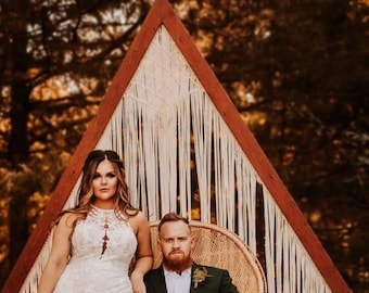 macrame curtain, backdrop boho wedding, triangle wedding arch, tenda macramè