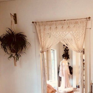 earthy home decor, Beaded curtain, Macrame Door curtain, Boho natural decoration