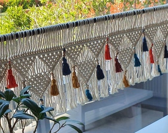 Makramee Volant, Boho Fenstervorhang, Wandbehang