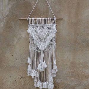 macrame wall hanging, wall tapestry, fiber art, textile art, boho home decor