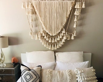 Tassels wall hanging, boho home decoration, macrame wall art, living room style