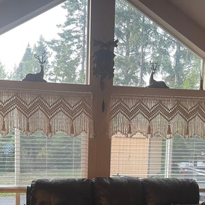 Macrame valance, boho window curtain