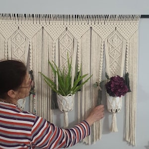Macrame Plant Holder - Large Hanging Planter with Tassels