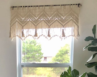 Window valance Macrame decor, boho curtain