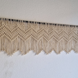 window macrame valance, short geometric boho kitchen curtain