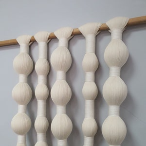 Wrapped Cord White Fiber Wall Art: Large Boho Home Decor