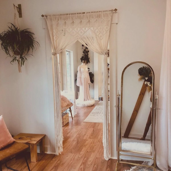 Cortina de cuentas, cortinas de macramé para puerta, decoración bohemia para el hogar.