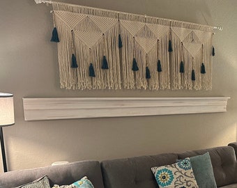 boho wall art, macrame wall hanging, boho headboard, over coach art decor