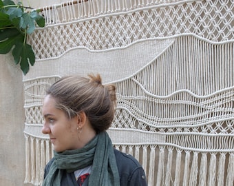 Macrame Headboard: Modern Bohemian Woven Wall Art (59x43 inch)
