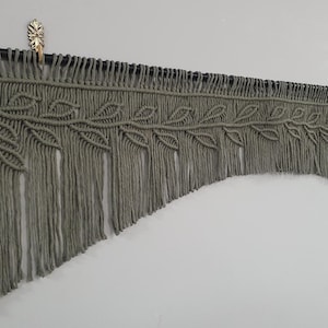 Macrame valance green leaf window curtain custom color and special measurements