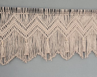 Cenefa de macramé, cortina de cocina, decoración de ventanas, cortinas cortas de estilo bohemio,