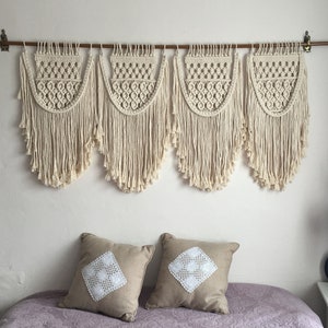 Queen bed wall decor, Macrame wall hanging, shabby chic home decor