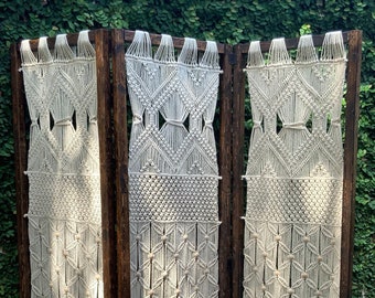 Macrame Folding Screen Curtain Panel: Sidelight Door custom sizes and colors available