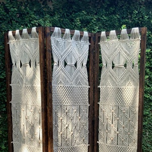 Macrame Curtain Panel Set of 3: Sidelight Door or Folding Screen