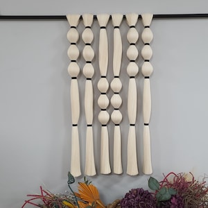 Ball rope Art Mexican macrame wall hanging black white, minimalist
