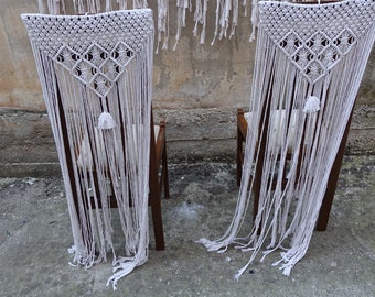 Macrame Chair Backs, Boho Chair Hanger Set of 2