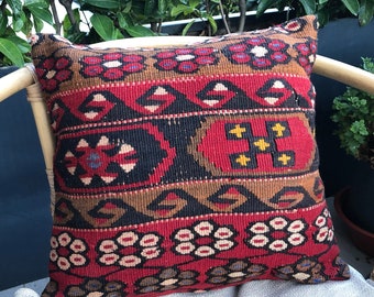 kilim pillow case, woven kilim pillow cushion, Boho style