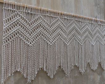 Boho Macrame Wall Hanging: Geometric Headboard Decor (55x33 inch)
