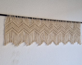 window macrame valance, short geometric boho kitchen curtain