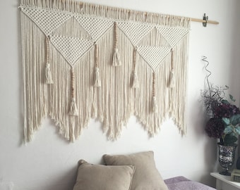 macrame wall hanging, boho wall decor tapestry headboard