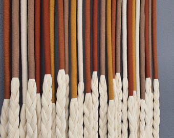 Decoración de pared con tonos tierra - estilo bohemio para el hogar. Altura: 48 pulgadas.