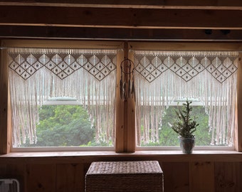 macrame valance window curtain, boho curtains, customized valances