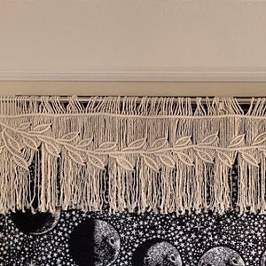 Macrame Leaf Valance, Kitchen curtain