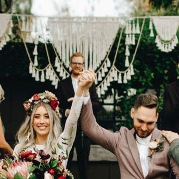 Quasten Hochzeit Kulisse, große Wandbehang, natürliche Perlen hängen