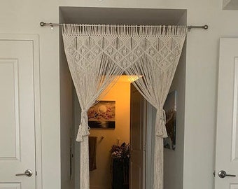 Macrame Doorway curtain, Boho entryway door hanging