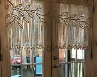 Door Curtain, Boho Bedroom Decor, macrame leaves