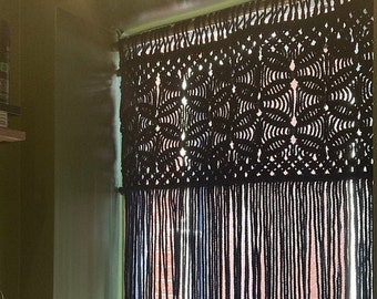 bead curtain doorway, beaded black macrame door curtain