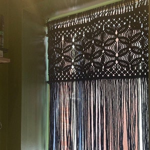 bead curtain doorway, beaded black macrame door curtain