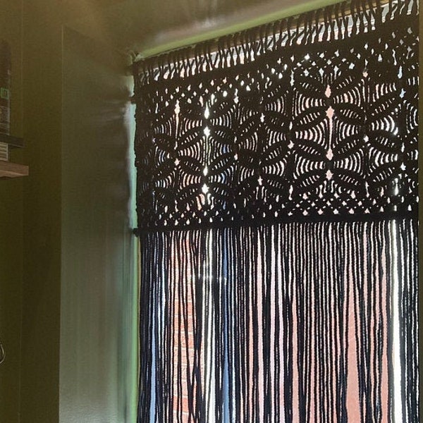 bead curtain doorway, beaded black macrame door curtain