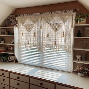 macrame window curtain, valance, large wall hanging, Boho Home Decor