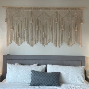 macrame wall hanging King headboard, boho bedroom large decor