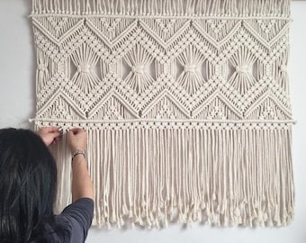 macrame headboard, large wall hanging, bedroom wall decor