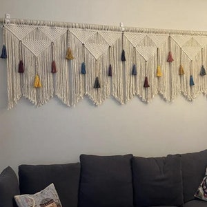 Multicolor tassels wall hanging large macrame art decor, living room decoration