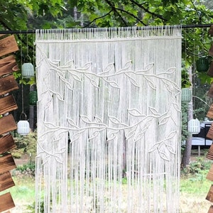 葉っぱのマクラメカーテン、ボヘミアンウェディング写真撮影用背景幕