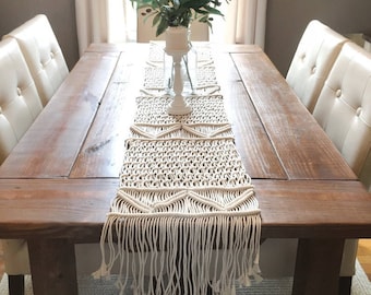 Macrame Table Runner, boho dining room decor