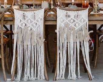 Macrame Chair Backs Set of 2, Boho Wedding Decoration
