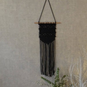 Black Macrame wall hanging, black and white home decor