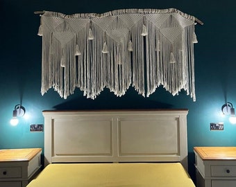 Macrame King headboard, large bedroom wall tapestry, boho wall hanging