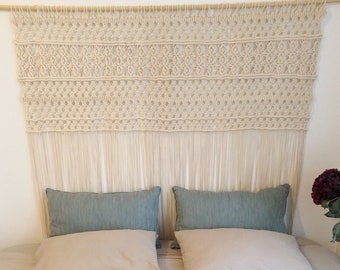 macrame wall hanging, King headboard, bedroom tapestry