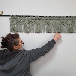 Sage Macrame valance window curtain, treatment, boho short valances
